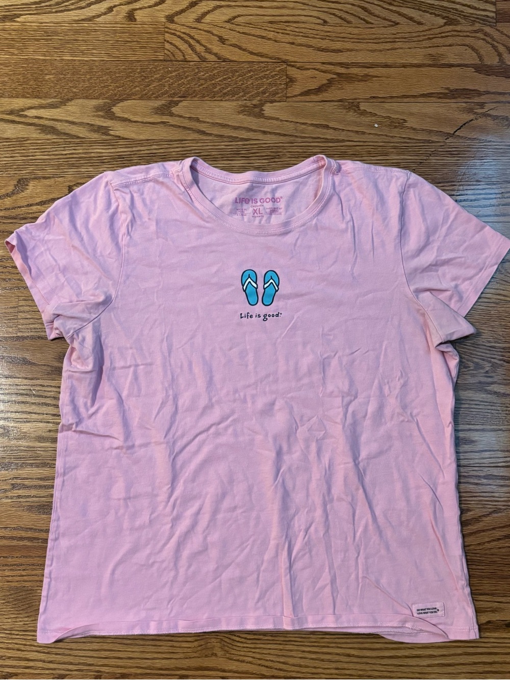 Life is Good Women’s Pink Flip Flop Crusher T-Shirt Size XL